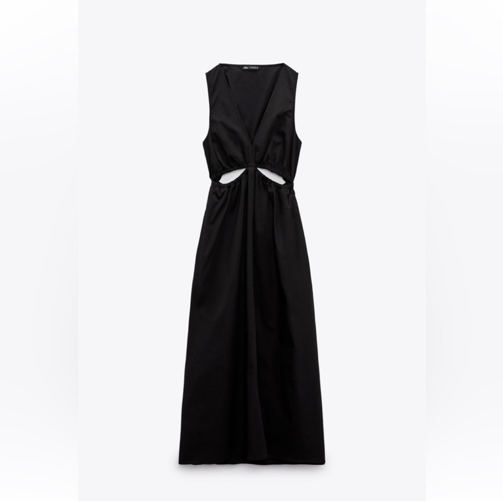 Zara Elegant Black Cutout midi dress